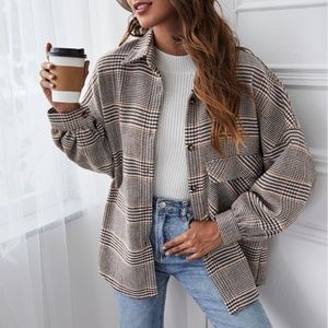Plaid Pocket Drop Shoulder Coat (RUNS LARGE)